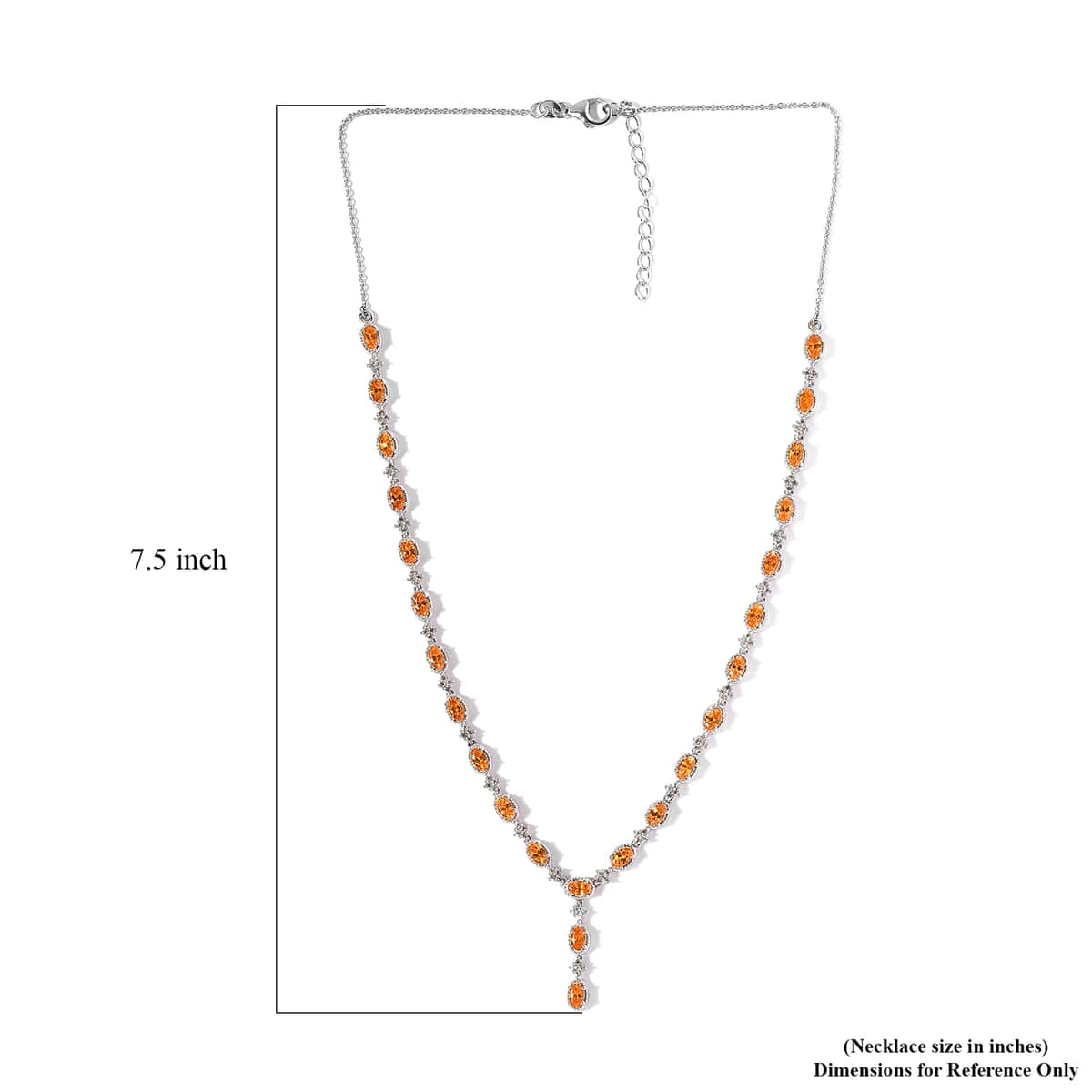 Viceroy Spessartine Garnet and White Zircon Y-Shape Necklace 18-20 Inches in Platinum Over Sterling Silver 8.90 ctw image number 5