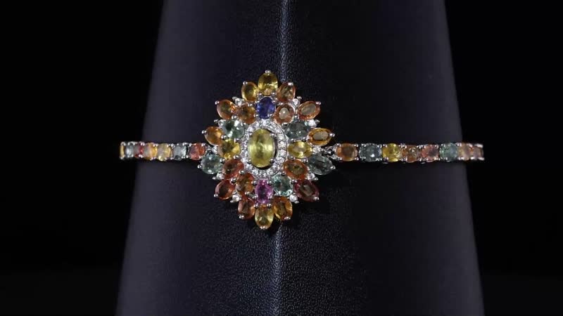 TLV Madagascar Yellow Sapphire, Multi Gemstone Bracelet in Platinum Over Sterling Silver (7.25 In) (11.35 g) 15.00 ctw