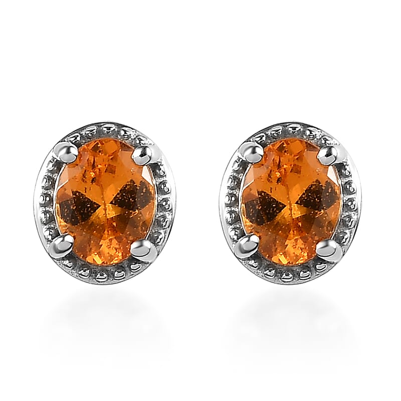 Viceroy Spessartine Garnet Solitaire Stud Earrings in Platinum Over Sterling Silver 0.85 ctw