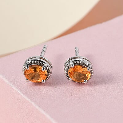 Viceroy Spessartine Garnet Solitaire Stud Earrings in Platinum Over Sterling Silver 0.85 ctw