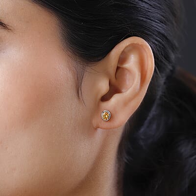 Viceroy Spessartine Garnet Solitaire Stud Earrings in Platinum Over Sterling Silver 0.85 ctw