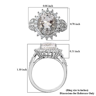 Mexican Hyalite Opal and Moissanite 3.60 ctw Ring in Platinum Over Sterling Silver With UV Torch (Size 10.0)