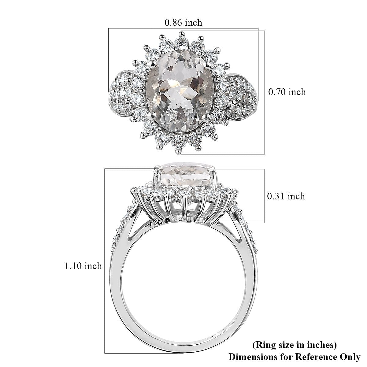 Mexican Hyalite Opal and Moissanite Ring in Platinum Over Sterling Silver With UV Flash Light (Size 8.0) 3.60 ctw image number 5