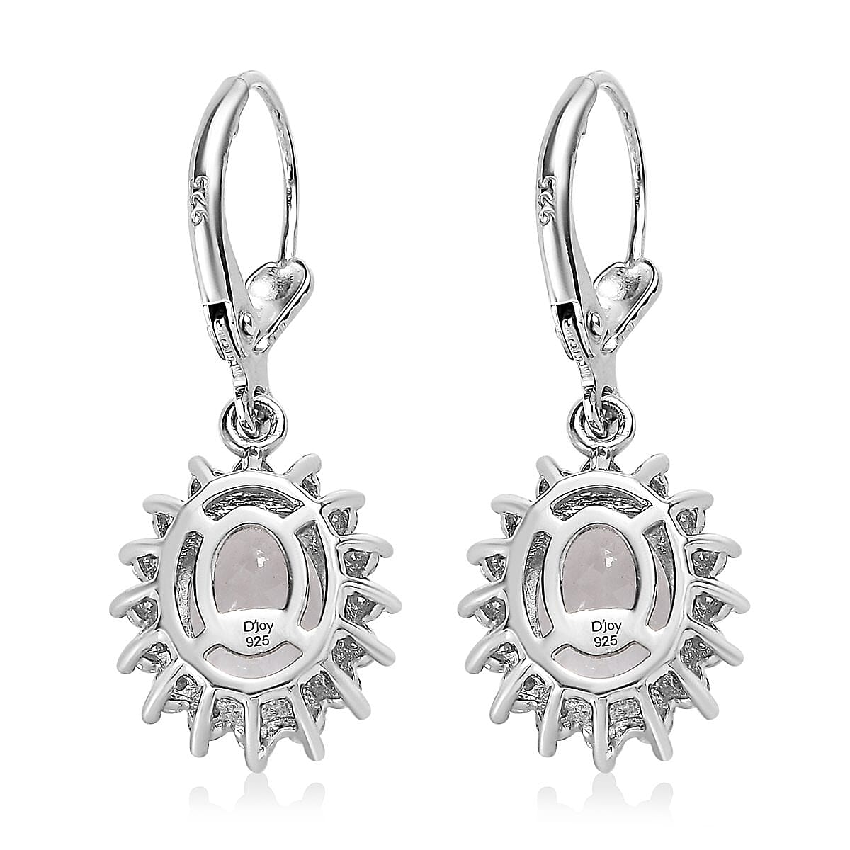 Mexican Hyalite Opal and Moissanite Sunburst Lever Back Earrings in Platinum Over Sterling Silver With UV Flash Light 3.15 ctw image number 3
