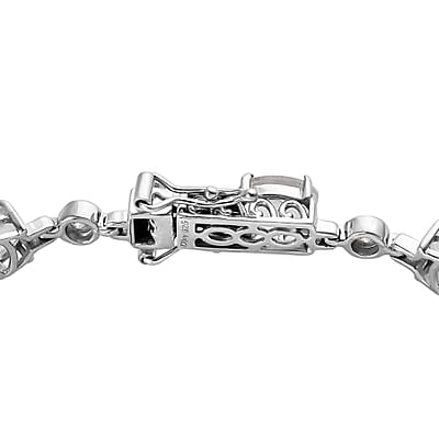 Mexican Hyalite Opal and Moissanite Bracelet in Platinum Over Sterling Silver With UV Flash Light (7.25 In) 10.25 ctw