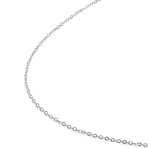 Rhodium Over Sterling Silver Engraved Figure Cable Chain 20 Inches 2.30 Grams