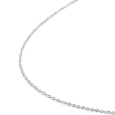 Rhodium Over Sterling Silver Engraved Figure Cable Chain 20 Inches 2.30 Grams