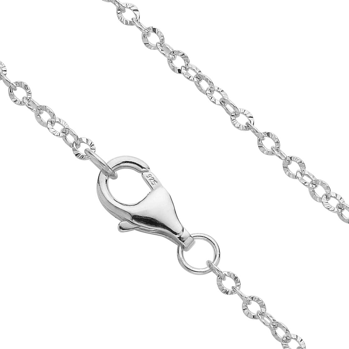 Rhodium Over Sterling Silver Engraved Figure Cable Chain 20 Inches 2.30 Grams