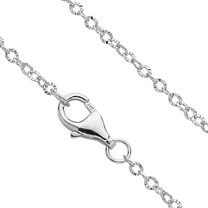 Rhodium Over Sterling Silver Engraved Figure Cable Chain 20 Inches 2.30 Grams