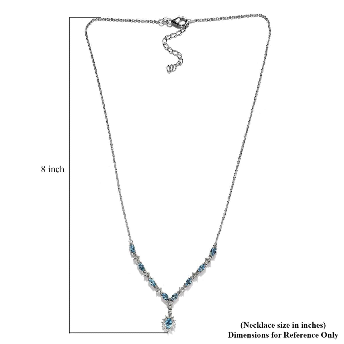 Santa Maria Aquamarine and Natural White Zircon Necklace 18 Inches in Platinum Over Sterling Silver 3.00 ctw image number 5