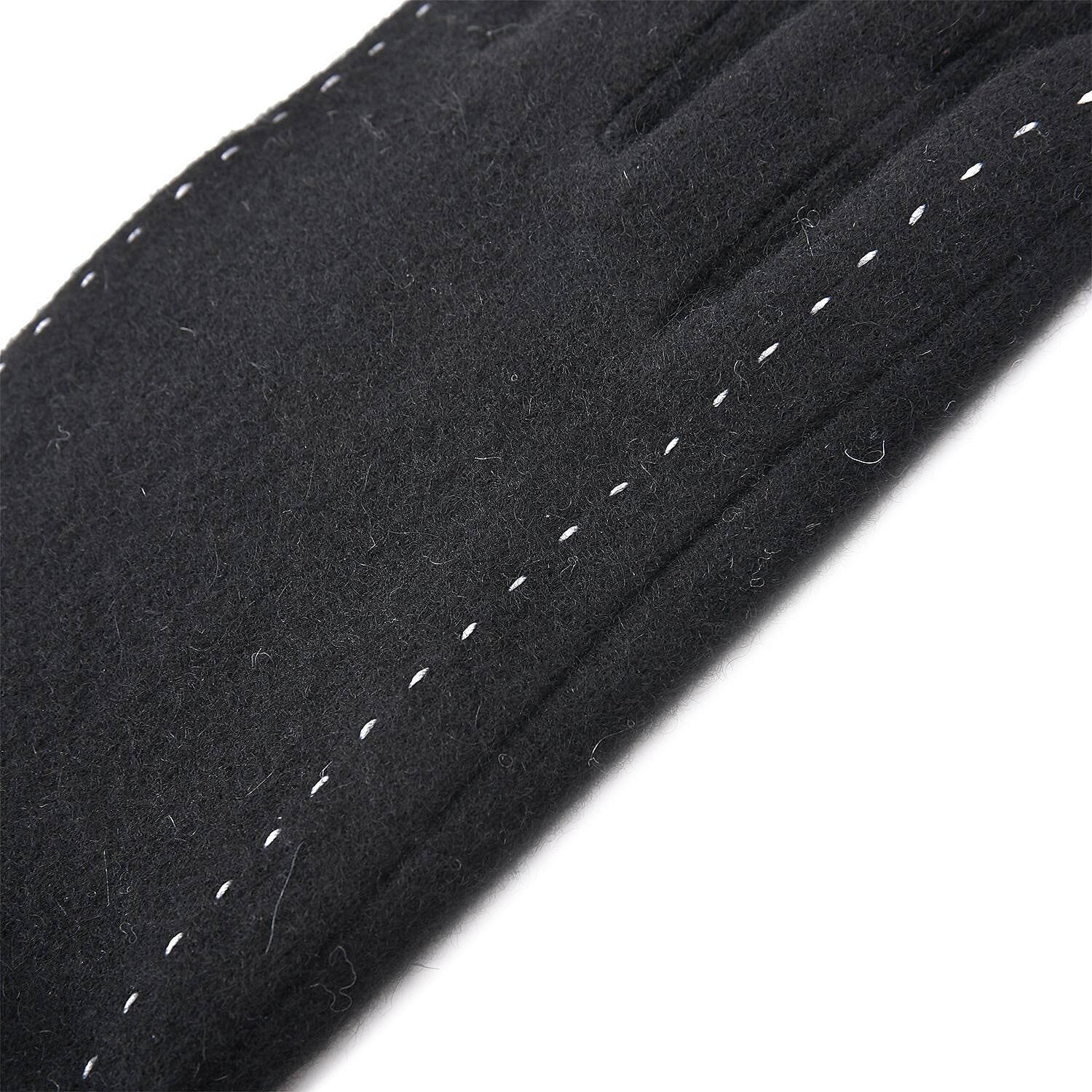 Black Cashmere Warm Gloves with Faux Fur and Equipped Touch Screen Friendly