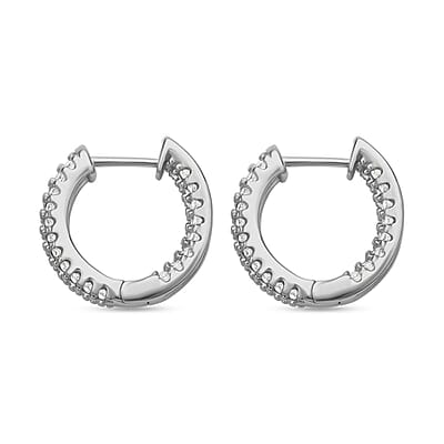 Simulated Diamond Huggie Hoop Earrings in Silvertone 1.00 ctw