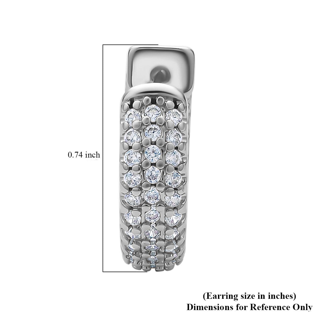 Simulated Diamond Huggie Hoop Earrings in Silvertone 1.00 ctw image number 4
