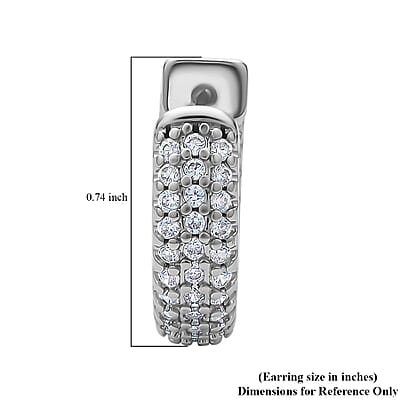 Simulated Diamond Huggie Hoop Earrings in Silvertone 1.00 ctw