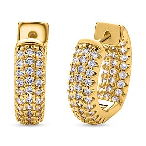 Simulated Diamond Huggie Hoop Earrings in Goldtone 1.00 ctw