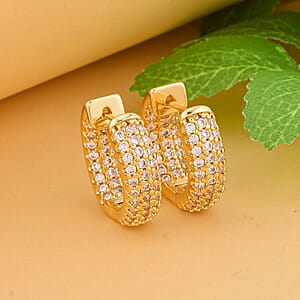 Simulated Diamond Huggie Hoop Earrings in Goldtone 1.00 ctw