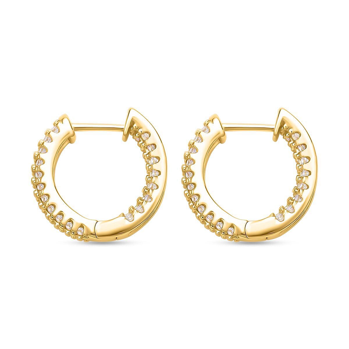 Simulated Diamond Huggie Hoop Earrings in Goldtone 1.00 ctw image number 3