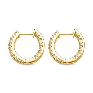 Simulated Diamond Huggie Hoop Earrings in Goldtone 1.00 ctw
