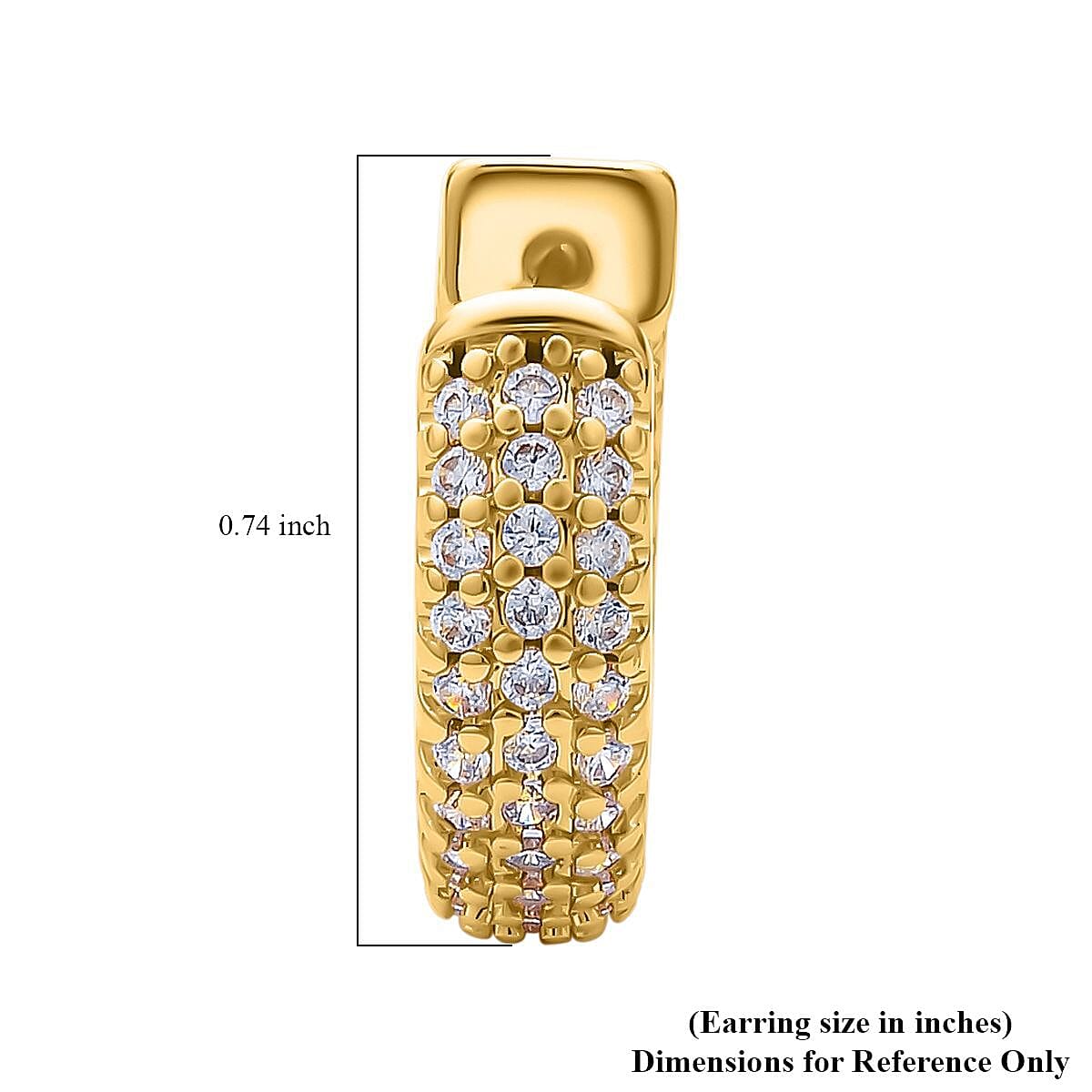 Simulated Diamond Huggie Hoop Earrings in Goldtone 1.00 ctw image number 4