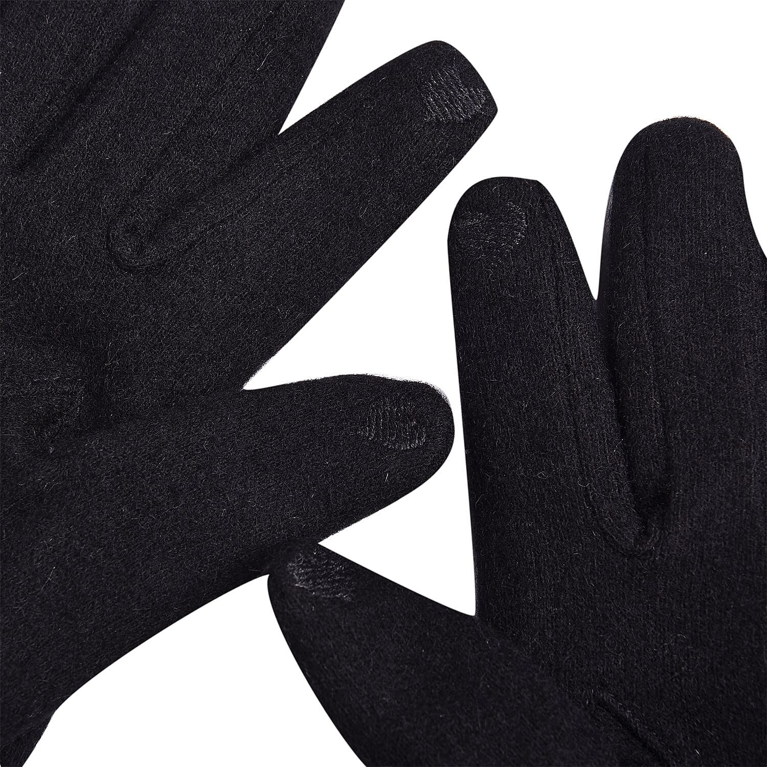Black Cashmere Warm Gloves with Bowknot and Equipped Touch Screen Friendly