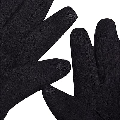 Black Cashmere Warm Gloves with Bowknot and Equipped Touch Screen Friendly