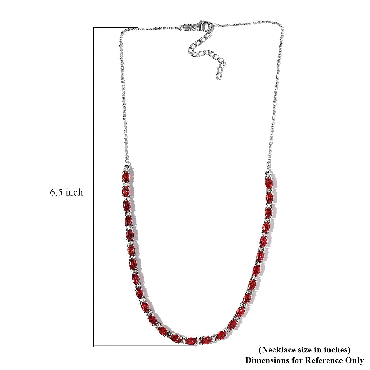 Lab Created Padparadscha Sapphire and Moissanite Tennis Necklace 18 Inches in Platinum Over Sterling Silver 18.90 ctw image number 5
