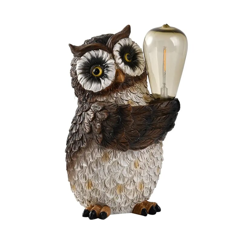 Polyresin Owl with Solar Lamp Bulb