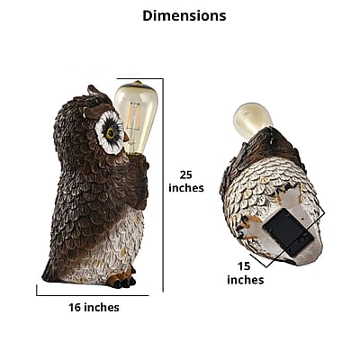 Polyresin Owl with Solar Lamp Bulb