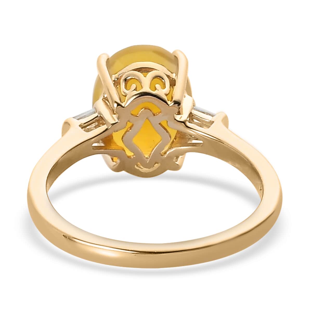 LUXORO 10K Yellow Gold Premium Tanzanian Natural Canary Opal and G-H I3 Diamond Ring 2.40 Grams 2.00 ctw image number 4