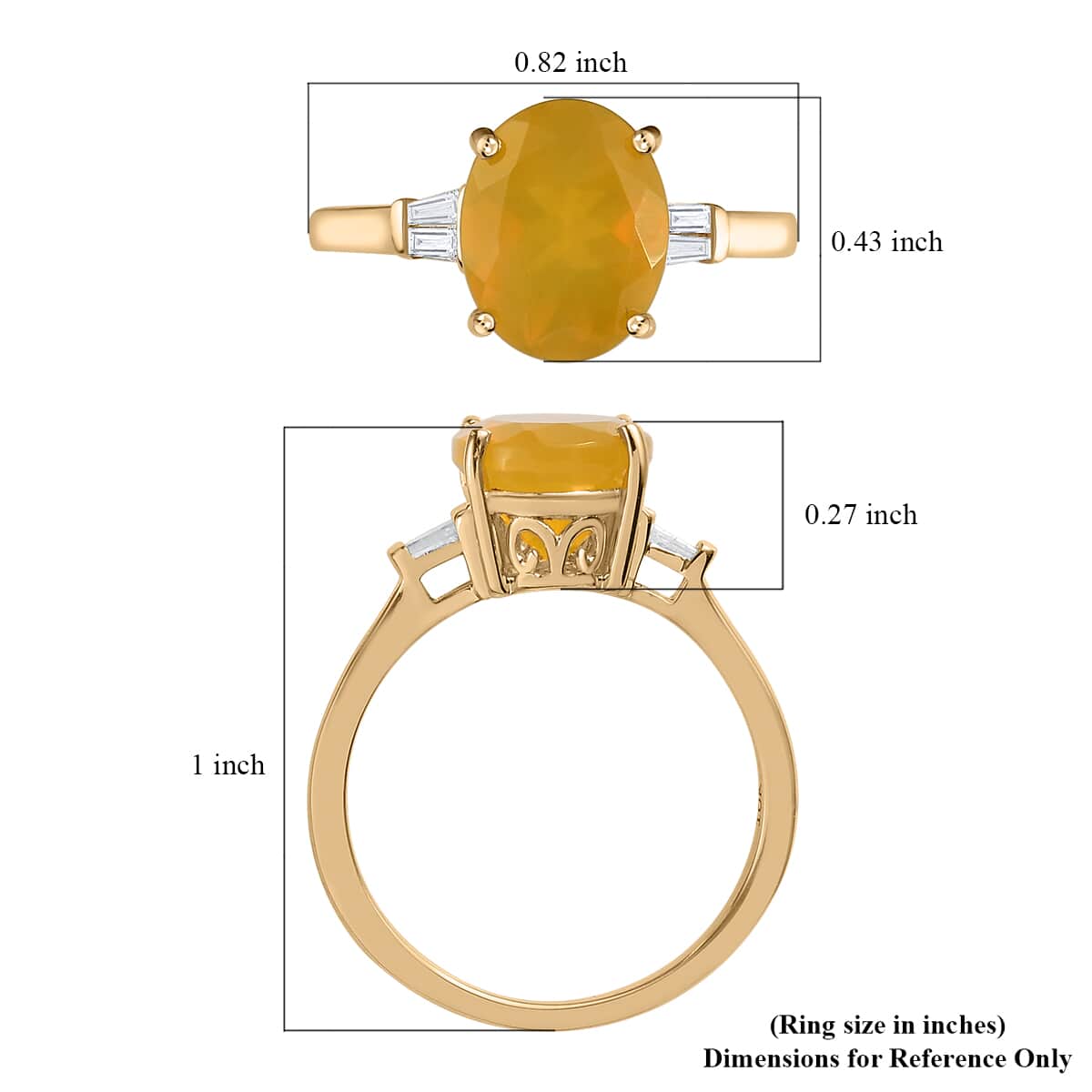 Luxoro 10K Yellow Gold Premium Tanzanian Canary Opal and G-H I3 Diamond Ring (Size 10.0) 2.00 ctw image number 5