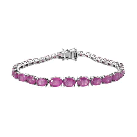 Ilakaka Hot Pink Sapphire (FF) Tennis Bracelet in Platinum Over Sterling Silver (7.25 In) 21.00 ctw image number 0