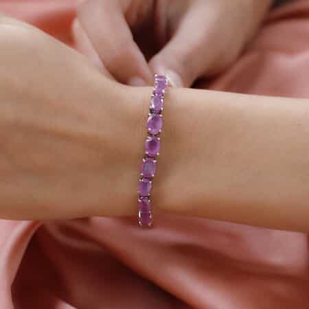 Ilakaka Hot Pink Sapphire (FF) Tennis Bracelet in Platinum Over Sterling Silver (7.25 In) 21.00 ctw image number 2