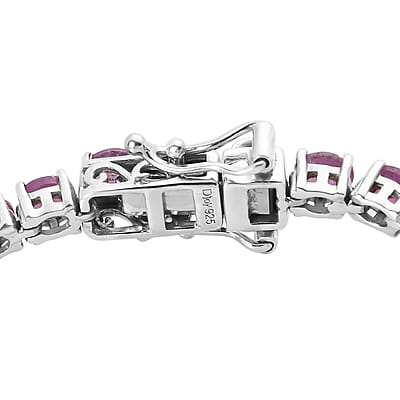 Ilakaka Hot Pink Sapphire (FF) Tennis Bracelet in Platinum Over Sterling Silver (7.25 In) 21.00 ctw