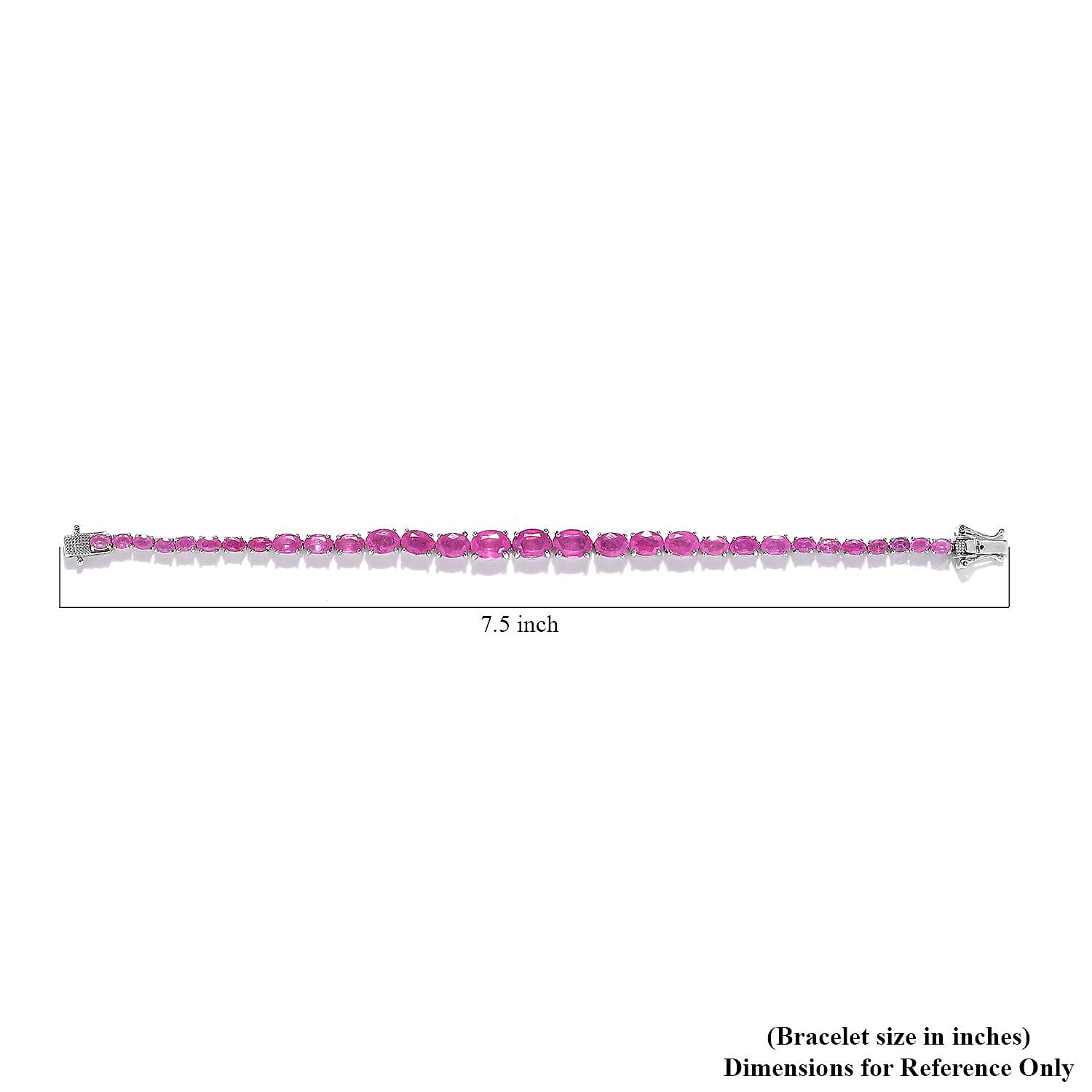 Ilakaka Hot Pink Sapphire (FF) Tennis Bracelet in Platinum Over Sterling Silver (7.25 In) 21.00 ctw