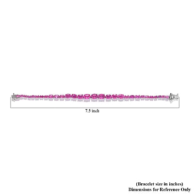 Ilakaka Hot Pink Sapphire (FF) Tennis Bracelet in Platinum Over Sterling Silver (7.25 In) 21.00 ctw