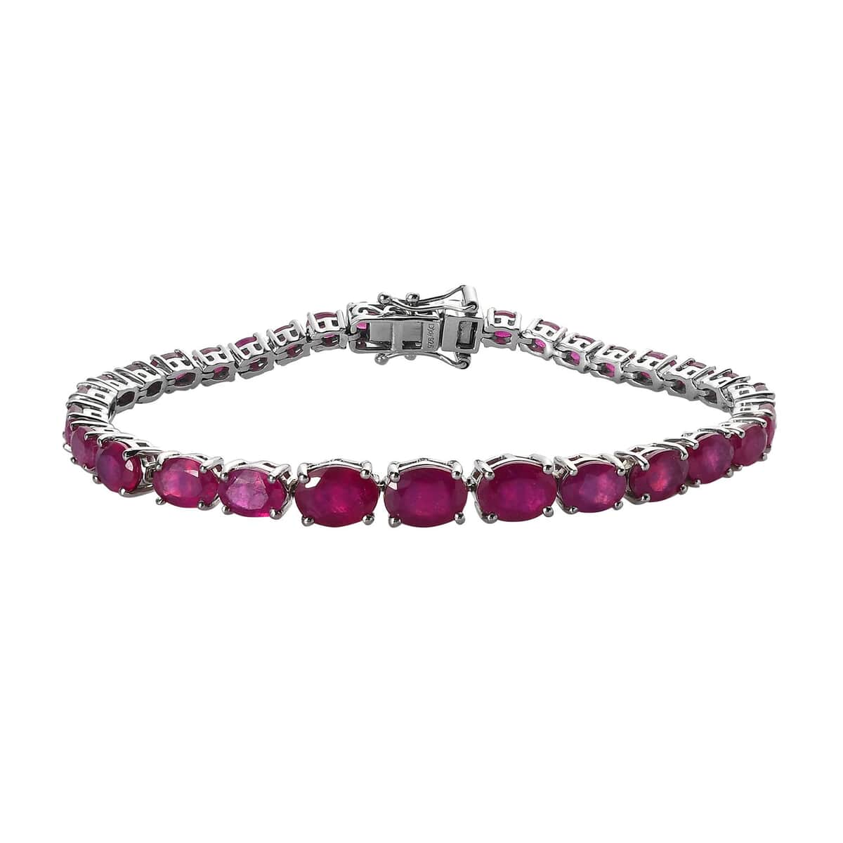 Niassa Ruby (FF) Tennis Bracelet in Platinum Over Sterling Silver (7.25 In) 21.15 ctw image number 0