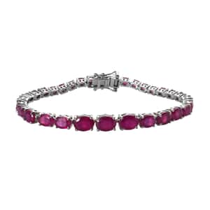 Niassa Ruby (FF) Tennis Bracelet in Platinum Over Sterling Silver (7.25 In) 21.15 ctw