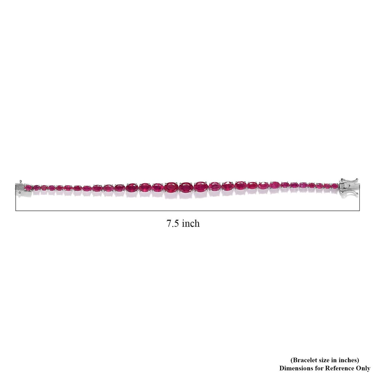 Niassa Ruby (FF) Tennis Bracelet in Platinum Over Sterling Silver (7.25 In) 21.15 ctw image number 4