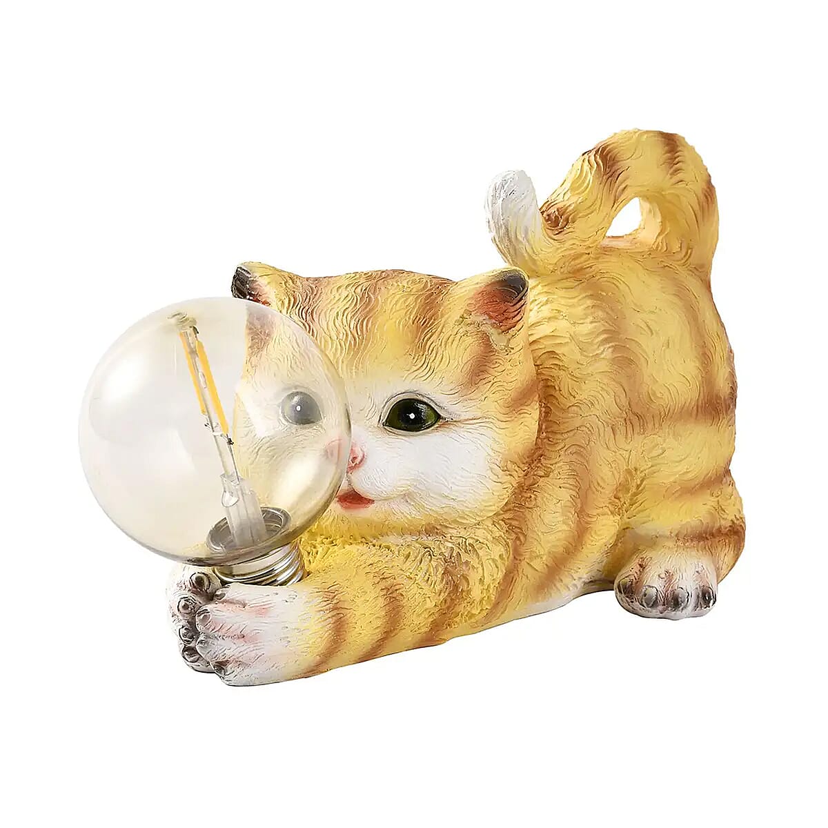 Polyresin Cat with Solar Lamp Bulb image number 0
