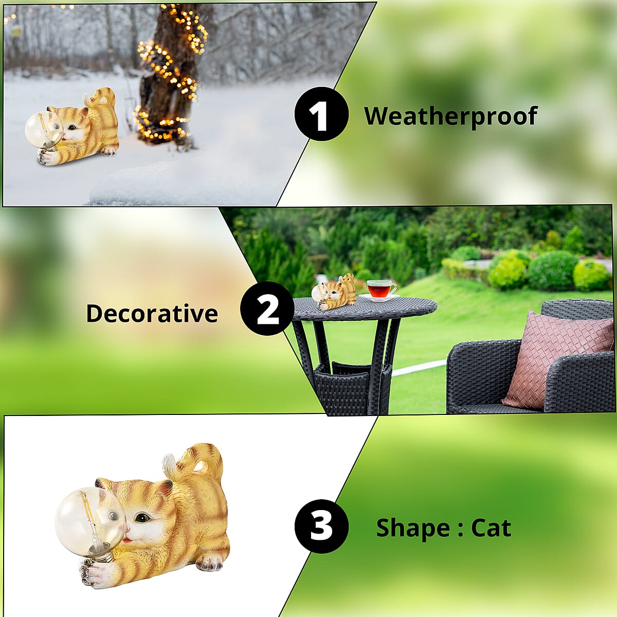 Polyresin Cat with Solar Lamp Bulb image number 3