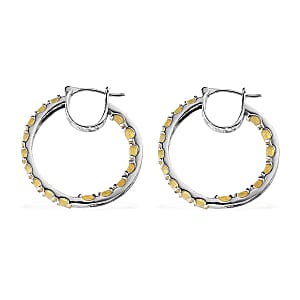 Tanzanian Canary Opal Inside Out Hoop Earrings in Platinum Over Sterling Silver 3.85 ctw
