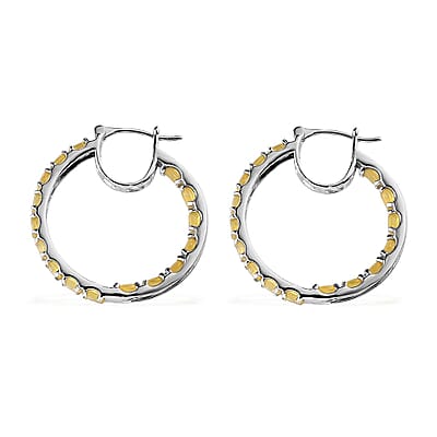 Tanzanian Canary Opal Inside Out Hoop Earrings in Platinum Over Sterling Silver 3.85 ctw