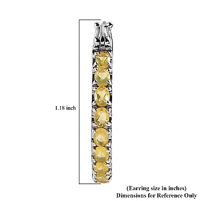Tanzanian Canary Opal Inside Out Hoop Earrings in Platinum Over Sterling Silver 3.85 ctw