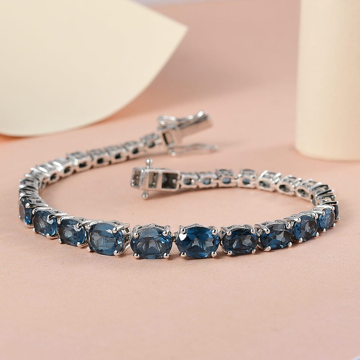 London Blue Topaz Tennis Bracelet in Platinum Over Sterling Silver (7.25 In) 17.80 ctw image number 1