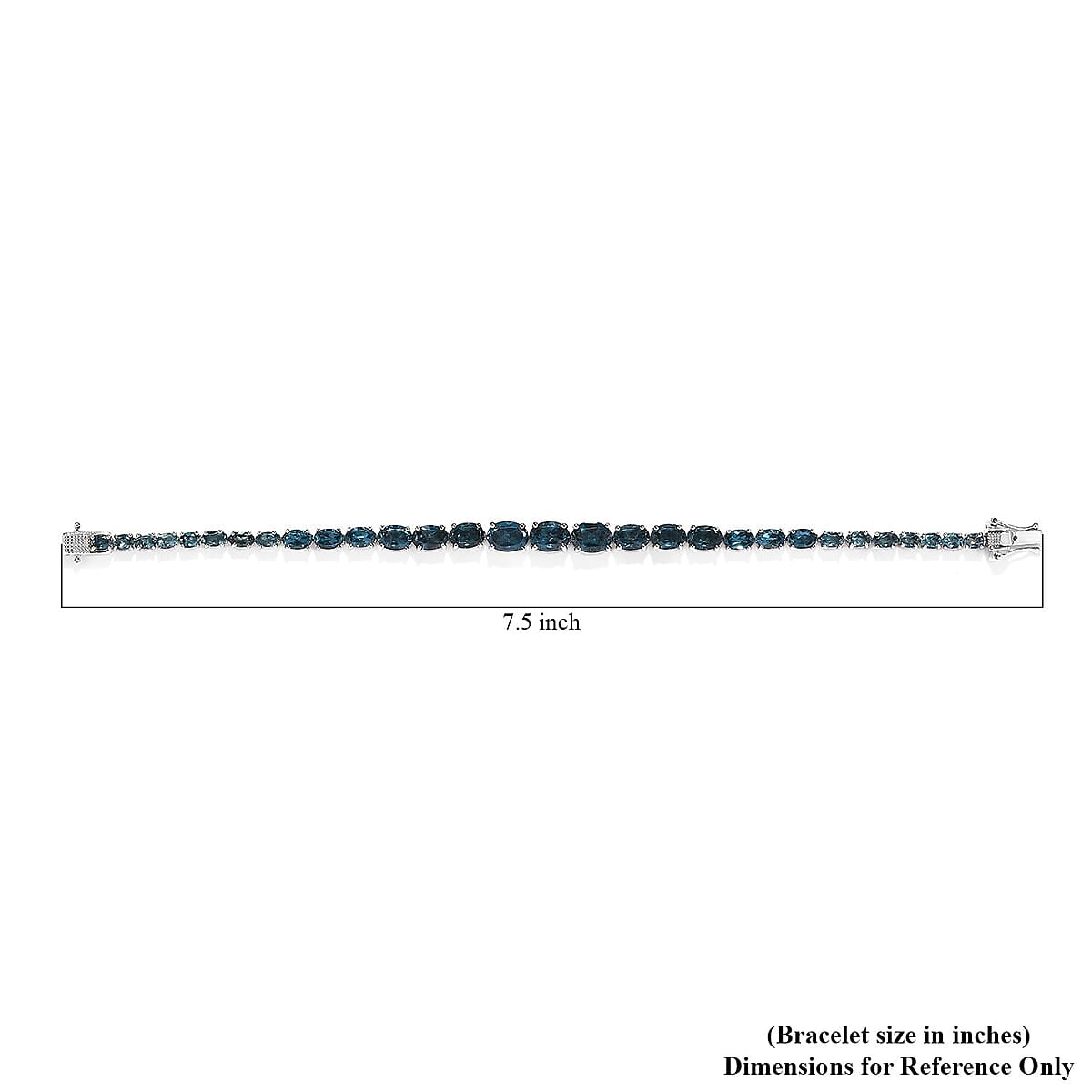 London Blue Topaz Tennis Bracelet in Platinum Over Sterling Silver (7.25 In) 17.80 ctw image number 4