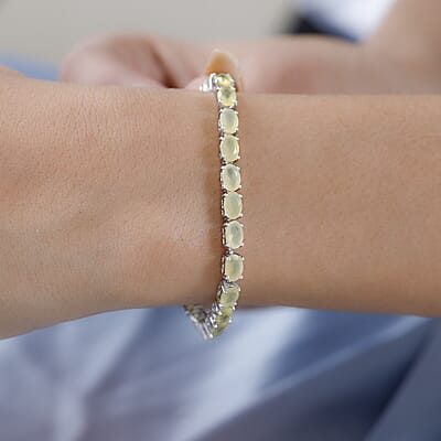 Tanzanian Canary Opal Tennis Bracelet in Platinum Over Sterling Silver (8.00 In) 10.15 ctw