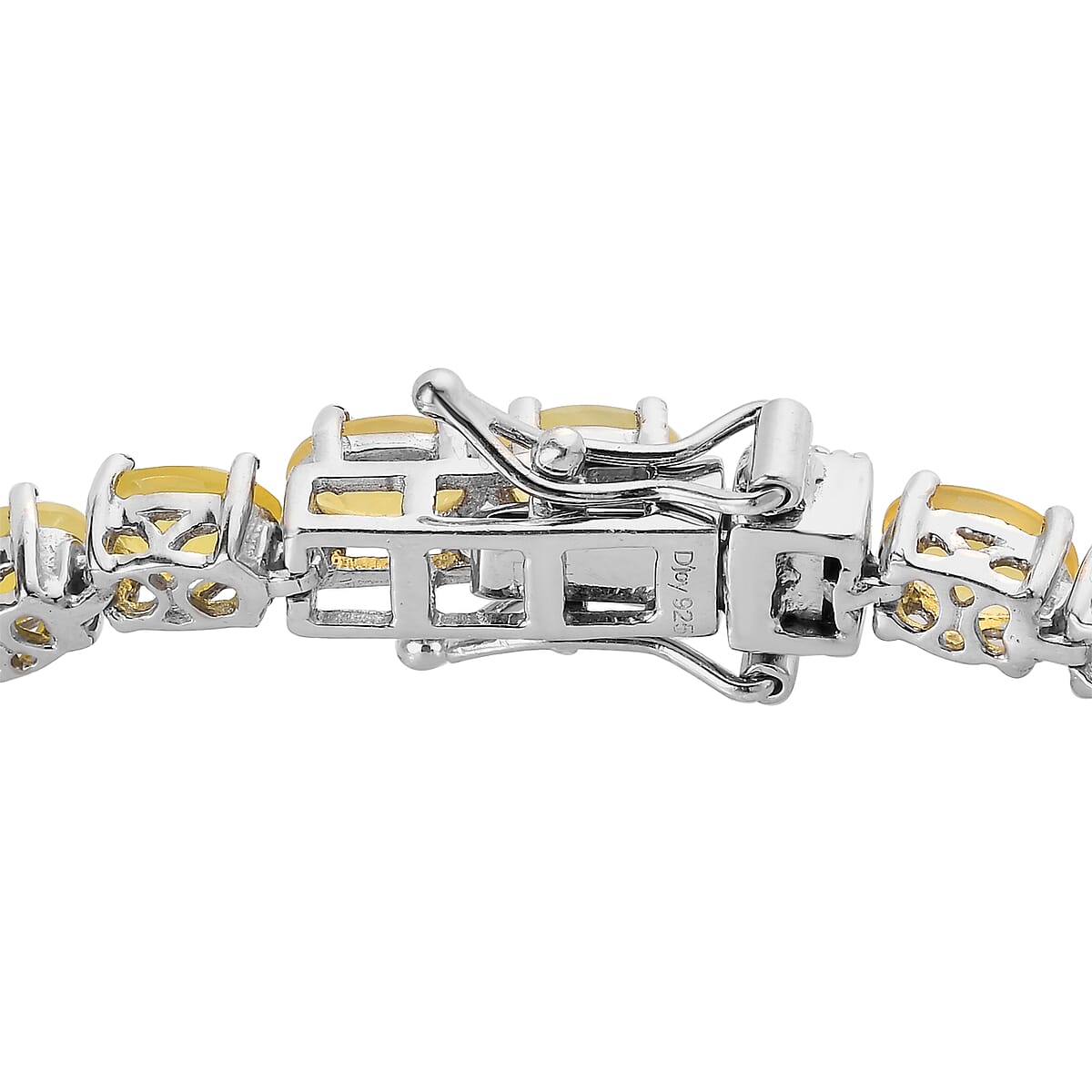 Tanzanian Natural Canary Opal Tennis Bracelet in Platinum Over Sterling Silver (8.00 In) 10.70 Grams 10.15 ctw image number 2