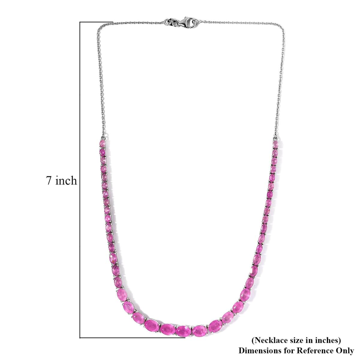 Ilakaka Hot Pink Sapphire Tennis Necklace 18 Inches in Platinum Over Sterling Silver 14 Grams 27.35 ctw image number 5