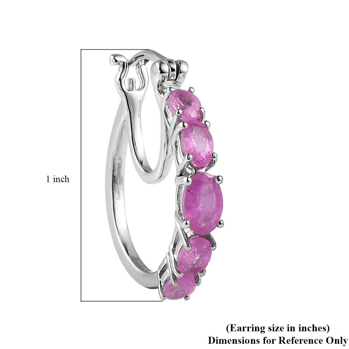 TLV Ilakaka Hot Pink Sapphire Hoop Earrings in Platinum Over Sterling Silver 3.90 ctw image number 2