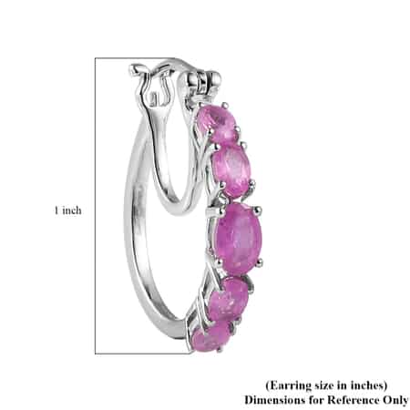 Ilakaka Hot Pink Sapphire (FF) Hoop Earrings in Platinum Over Sterling Silver 3.90 ctw image number 2